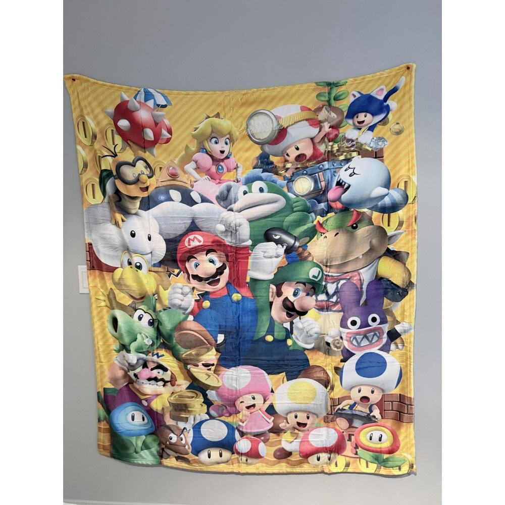 Super Mario Brothers Blanket Throw Nintendo Size 50x60
